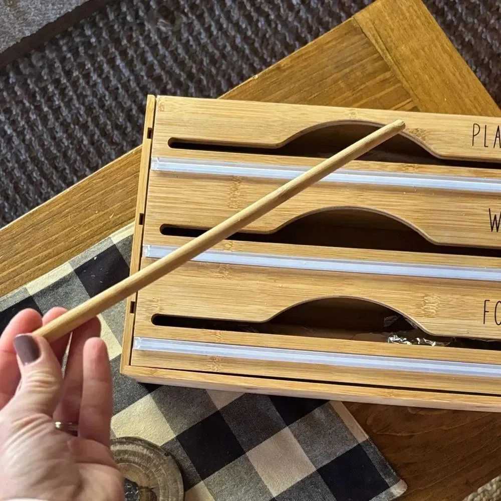 Rae Dunn like Bamboo Kitchen Wrap Organizer